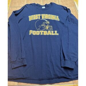 Vintage West Virginia Mountaineers L/S Shirt Men's Sz 5XL Blue WVU Tee Y2K Retro